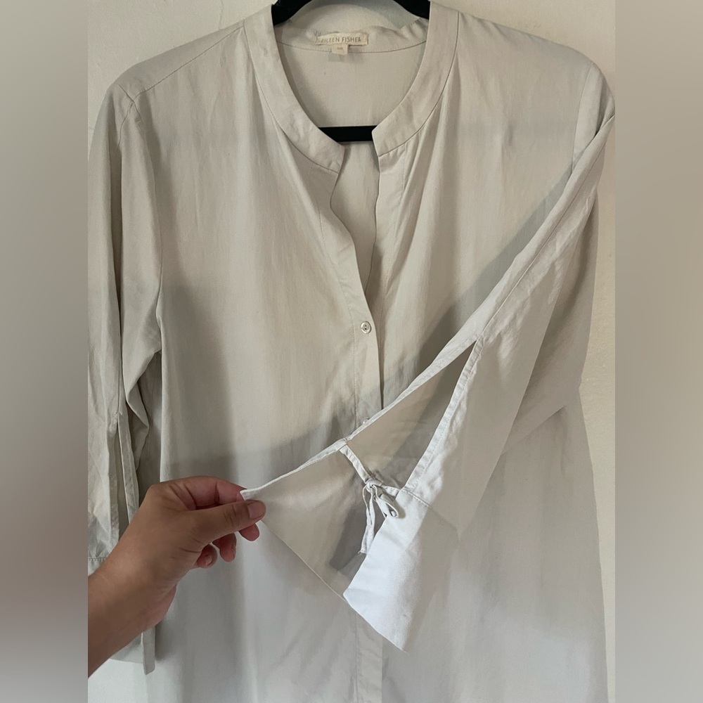 Eileen Fisher 100% Spun Silk Button Down Tunic Top Size S